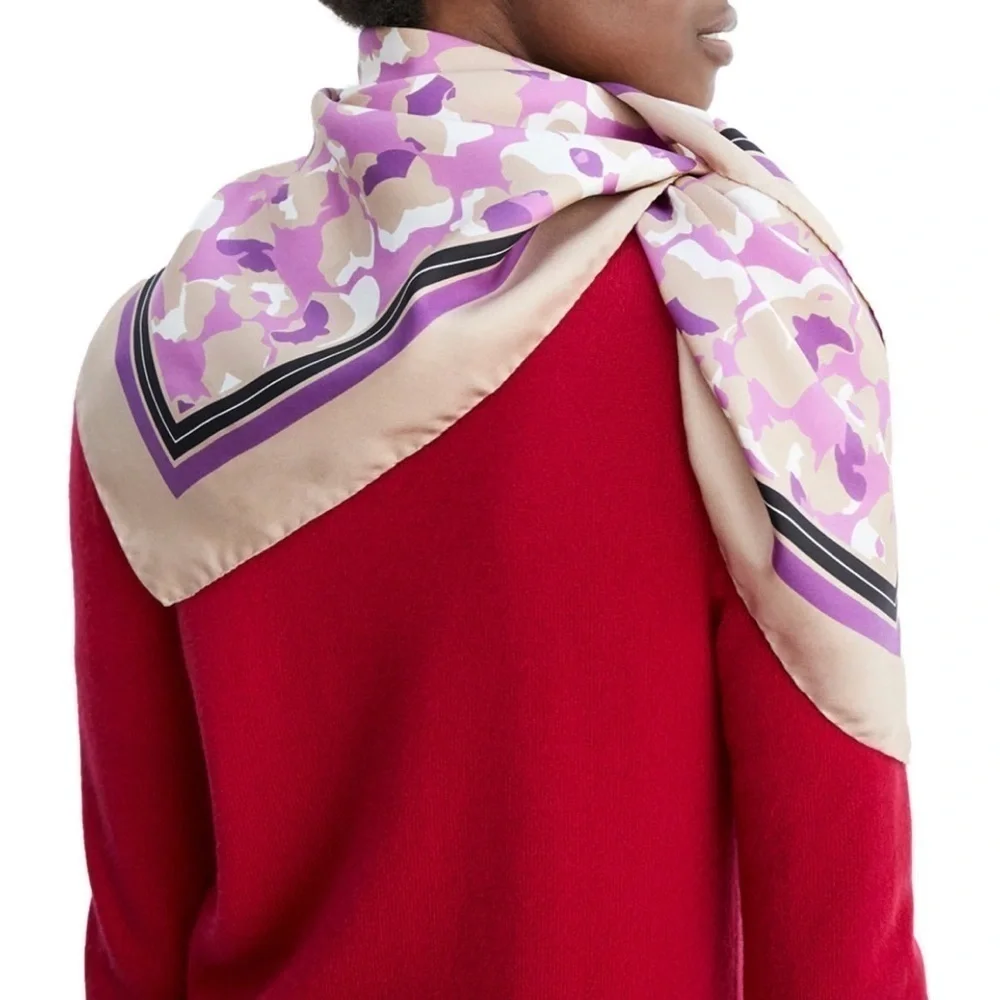 NWT Eric Bompard 100% Silk Scarf floral print